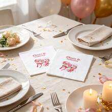 20/40/60 Pcs,Red Cheers To Forever Wedding Napkins,2-Ply Elegant White Disposable Paper Servietees With Bow & Cocktail Glass Design,Bridal Shower,Engagement, Bachelorette Party Decorations,13 Inch*13 Inch - View 6