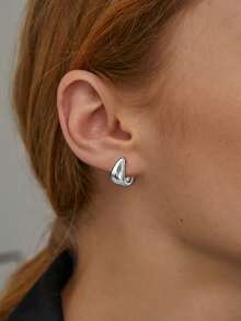 Pure Silver Hypoallergenic Women's Earrings Hoop Earrings Delicate Minimalist Earrings Classic Earrings Suitable For Daily Wear Birthday Gift - Silver - View 4