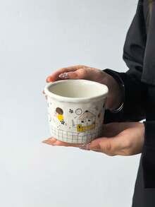 1pc Cute Illustration Ins Style Handheld Mug, Adorable Creative Asymmetrical Hand-Drawn Ceramic Coffee Cup, Latte Art, Espresso, Dessert, Ceramic - Suitable For Various Coffee, Tea, Also Can Be Used As Aromatherapy Cup, Candle Cup, Multi-Functional - Multicolor - View 16