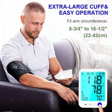 Blood Pressure Monitor For Home Use, Upper Arm Blood Pressure Machine With Large Cuff, Blood Pressure Machine, Adjustable Arm Cuff 8.7"-16.5",Large Display, - White - View 2