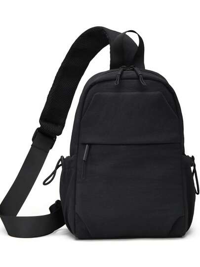1pc Men's Lightweight Crossbody Chest Bag, Nylon Fabric Versatile Backpack, Back To School Youth Sports Casual Style
