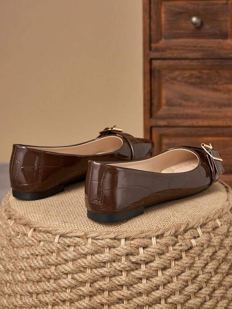Women's Pointed Toe Low Vamp Ballet Shoes, Casual Flat Shoes For Party, Spring/Summer Daily Outdoor Wear, Versatile Elegant Style - Chocolate Brown - View 6