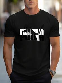 Men's Pure Cotton Oversized Short Sleeve T-Shirt Casual Graphic Print B Letter Diamond Pattern  Summer Daily Wear Top - 黑色 - 查看 1