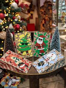 12pcs/1pc Cartoon Christmas Pattern Gift Bags (Snowman, Christmas Tree, Santa Claus) - Perfect For Party Favors, Winter Theme Event Prizes, Christmas Dinner, Birthday Party And More - One Size Fits All - View 2