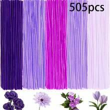 200/300/822 pièces Kit d'artisanat de bouquet de tiges en chenille violette & verte pour fleurs DIY, tulipes, lavande, fabrication de fleurs faites à la main, tiges douces et flexibles de qualité premium pour fête, vacances, décoration de cadeau d'anniversaire - Multicolore - Voir 19