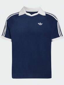 Adidas Originals Men's Terry Polo Shirt Knit Collar Short Sleeve TKW7398 - Blue and White - View 2