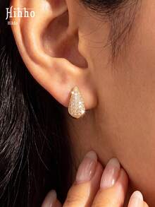 Hihho 1 Pair Luxury French Style Elegant Women's Earrings Suitable For Commuting, Work, Dating, Evening Party, Birthday, Daily Wear - water droplets - View 1