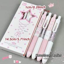 4支 Happy Style 可伸縮圓珠筆，0.5mm筆尖，黑色墨水，馬飾裝飾，學生文具，開學禮物，日記書寫筆 - 多款式 - 查看 2