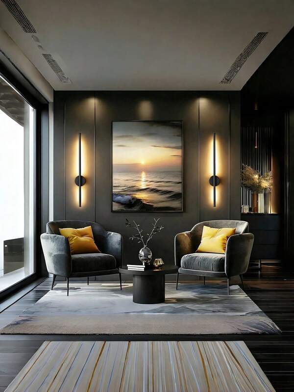 2pcs Black/Golden Battery Operated Wall Sconces, 3000/4000/6000 K Wall Sconces With Remote Control And Timing Function, 71.88 Cm Dimmable LED Wireless Wall Light For Living Room, Bedroom, Hallway, Hotel And Home Decor