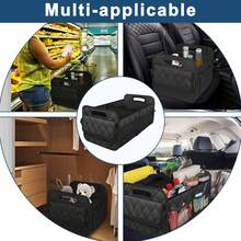 1PC Car Trunk Organizer Bag, 6-Pocket Design, 50L Waterproof Polyester Material, Black, Unisex. 1 Car Trunk Organizer Bag - Car Storage Box With 6 Pockets - Car Accessories - Luggage - Trunk - A - View 3