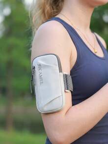 CAMEL CROWN Armband Lari Unisex untuk Ponsel, Sarung Lengan Olahraga, Kantong Penyimpanan Pergelangan Tangan untuk Ponsel, Tempat Ponsel untuk Aktivitas Luar Ruangan Saat Berolahraga - Abu-abu Bulan Terang - View 1