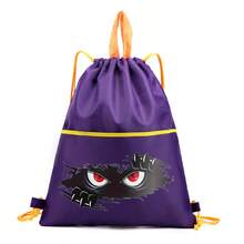1pc Polyester Monster Eye & Claw Print Drawstring Backpack, Casual Sport Gym Bag ,Black Casual Sports Backpack With Yellow Drawstring,Lightweight Backpack For Gym & Travel - Multicolor - View 14