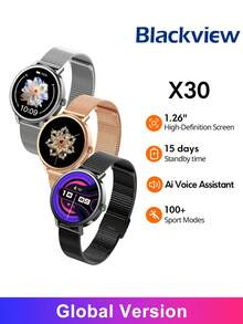 Blackview X30 智慧手錶 全球版 1.26 吋螢幕 360*360 解析度 LBS 基站定位 + WiFi 定位 + GPS 定位 320 mAh 電池 藍牙通話 語音助手 天氣功能 血氧監測 - 查看 1