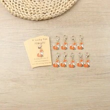 10pcs Cute Fox Keychain With Good Luck Tag, Positive Support Gift, Backpack Decoration, Women & Men Fashion Gift, Perfect Holiday Gift, Birthday Gift - Multicolor - View 10