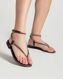 BERALLUTY Comfortable Women's Strappy Rhinestone Sandals New Arrival - 紅木色 - 查看 4