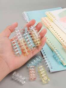 15pcs Loose Leaf Binder Rings, Random Color 5-Hole Plastic Binding Strips, Loose Leaf Rings, Plastic Roll, Detachable Loose Leaf Core, Easy-Open Page Fasteners, Suitable For Organizing Loose Leaf Paper And Office Supplies Loose Leaf Notebook - A - View 2