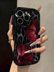 Leopard Print Black Cream Texture Painted Soft Shell Phone Case, Suitable For IP17/IP17PROMAX/IPhone16/IPhone16pro/IPhone16promax/IPhone15/XR/7p8p/P12promax/P13promax/P14PROMAX/P13/P14/P11/P12/P14, Women's Cute Fashion Thick Anti-Drop Protective Cover, XS/S/XSMAX/78GES2 - Multicolor - View 23
