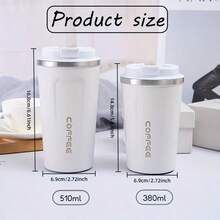 1pc Vacuum Insulated Coffee Travel Mug, Leak-Proof Double-Wall Stainless Steel Reusable Vacuum Cup, Matte Bottom Design, Long-Lasting Cold And Hot Retention, High-Quality Gift For Coffee And Tea Lovers, Durable Beverage Container - Multicolor - View 5