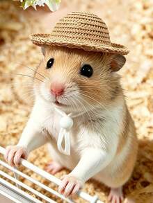 Topi Jerami Kecil untuk Hewan Peliharaan, Dapat Diatur Ukurannya, Topi Matahari Mini Berwarna-warni, Topi Anyaman Rotan, Dekorasi untuk Hamster, Kadal, Hamster Emas, Burung Beo, Burung, Topi Kertas Rotan Buatan Tangan, Penutup Kepala - MultiWarna - View 9