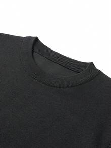Men's Solid Color Round Neck Knit Vest, Sleeveless Casual Layering Sweater Vest - Black - View 4