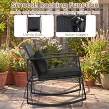3-Piece Outdoor Rocking Bistro Set Patio Rocking Chairs & Coffee Table Set - Black - View 8