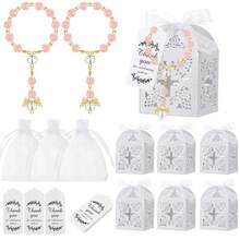 4/20/40/60/80/120pcs Holy Communion Blessing Set, Includes Mini Prayer Beads, Gift Box, Fabric Bag And Card, Suitable For Baptism And Wedding Gifts - View 16