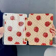 1pc Raspberry Polka Dot Y-Fold Tablet Case With Pen Slot & Auto Sleep/Wake Protective Cover, Compatible With IPad PRO/AIR, Compatible With SAMSUNG,Compatible With XIAOMI Pad 5/6/21,Compatible With Oppo Pad,Compatible With Huawei Matepad,Compatible With Honor Pad - Multicolor - View 1