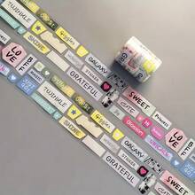 1 Roll English Letter Phrase PET Tape Stickers, Suitable For Notebook Decoration, Scrapbook Collage Material, Phone Case Decoration, Water Bottle Decoration, Waterproof Easy-Tear Planner Tape Stickers - A - View 5