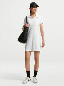 Nike 女款 AS W NK CHLL 針織 Polo 短袖洋裝 IO2719-100 - 黑與白 - 查看 6