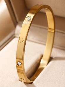 1pc Non-Fading Bracelet, Bridal Bracelet, Valentine's Day Gift Bracelet, Perfect Jewelry Choice For Daily Wear - Gold - View 1