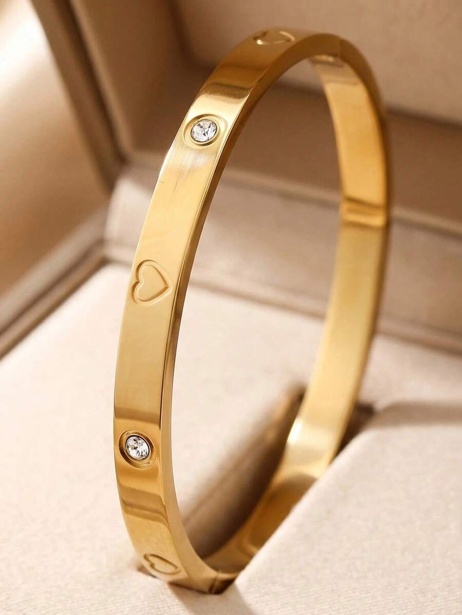 1pc Non-Fading Bracelet, Bridal Bracelet, Valentine's Day Gift Bracelet, Perfect Jewelry Choice For Daily Wear - Gold - View 1