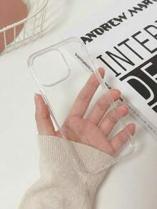 Haus Hana High Quality Apple Transparent Silicone Simple & Cute Full Body Shockproof Glossy Phone Case Compatible With Apple 15/15 Pro Max/15 Pro/15 Plus/11/12/13/14/16 Pro Max/XS/XR/11 Pro/11 Pro Max/12 Pro/12 Pro Max/13 Pro/13 Pro Max/7 Plus/14 Pro/14 Pro Max/14 Plus/16 Pro/16 Plus/7 Plus/8 Plus/8/SE2 Waterproof Anti-Fall Scratch Resistant - White - View 2