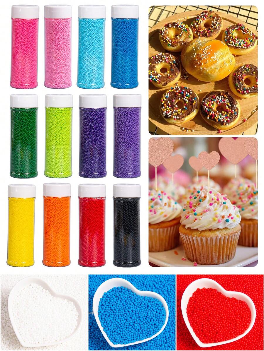 130g/4.59oz Perlas para Decoración de Pasteles, Perlas Pequeñas de 2mm de Colores, Adecuadas para Decorar Cupcakes, Donuts, Helados y Pasteles. Perfectas para Decoración de Pasteles Horneados, Cumpleaños, Bodas, Navidad, Halloween y Decoración de Fiestas Temáticas. Solo para Decoración, No Comestibles - Ver 1