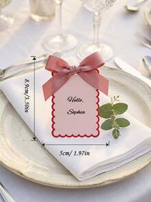 Table Numbers For Wedding,10/20 Personalized Wedding Name Place Cards, Small Table Cards With White Ribbons, Customizable With Multiple Names, Suitable For Weddings, Valentine's Day, Dining, And Dinner Parties. - Multicolor - View 11