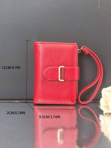 MINGYOU Cartera de mano corta suave, elegante, exquisita y linda con cremallera para monedas - Rojo - Ver 4