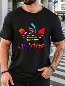 Unisex Oversized Short Sleeve Graphic T-Shirt Awesome Letter Print Casual Daily Top - 黑色 - 查看 7