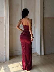 Summer, Elegant Dresses For Parties, Luxury Evening Dresses For Weddings, Vacation Wear For Women, Birthday Dresses, Back To School, Festivals, Beach - Burgundy - View 3