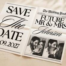 1件客製化婚禮報紙海報，可客製照片與文字印刷，Save The Date 婚禮公告，客製化婚禮禮物，客製化報紙，婚禮紀念品，訂婚新娘派對裝飾，婚禮裝飾，居家展示，特殊場合 - 彩色 - 查看 6