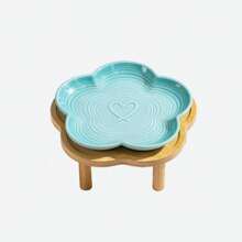 Flower Ceramic Feeding Cat Plate With Raised Bamboo Stand - 150ml - View 15