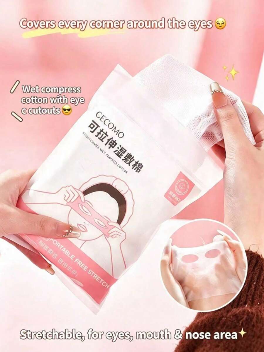 1pc Stretchable Wet Compress Cotton 3-In-1 Combination Pack, Perforated Design, Lightweight Breathable Fine Mesh Makeup Pad Pads - White - View 1