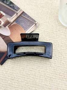3pcs/1pc Women's Oversized Brown Black White Glossy Plastic Hair Clips, Lightweight Fashion Versatile Elegant Minimalist Solid Color Hair Claws, Suitable For Daily Wear, Outings, Casual, Party, Commute, Beach, Vacation, Tying Hair, Ponytail, Updo, Washing Face, Bathing, Makeup, Matching Clothes, Hair Accessories - Multicolor - View 2