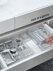 7pcs/6/5/1 Transparent Makeup Storage Box, Makeup Drawer Organizer, Makeup Display Rack, Storage Box Dispenser, Cosmetic Tool Storage Box, Drawer Desktop Organizer, Drawer-Style Makeup Storage Box - Multicolor - View 2