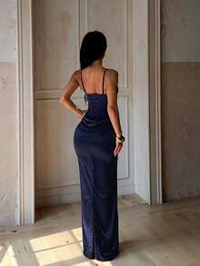 Summer, Elegant Dresses For Parties, Luxury Evening Dresses For Weddings, Vacation Wear For Women, Birthday Dresses, Back To School, Festivals, Beach - Navy Blue - View 2