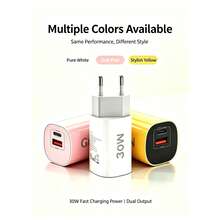 30W GaN Gallium Nitride Fast Charger, Dual USB-A & Type-C Output With PD & QC3.0 Fast Charging Protocols, Compact Portable Wall Charger, 3 Colors Available, Compatible With IPhone, Compatible With Samsung And All Android Smartphones - View 2