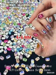 KIRAME 30 peças/50 peças/100 peças 4x6mm Retangular Octógono Ponta Traseira K9 Ultra Brilhante Cores Mistas Strass para Unhas, Arte de Unhas DIY em Casa, Salão de Unhas, Suprimentos para Unhas, Natal, Verão & Viagem Unhas, Presente de Festival - Multicolorido - Visão 4