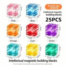 Bloques Magnéticos Transparentes de 2.5CM Cubo Sensorial STEM, Adecuado para Niños, Mis Bloques de Rompecabezas Magnéticos, Halloween... Juego de Bloques Magnéticos - Cubo Sensorial STEM 3D Mis Bloques de Rompecabezas Magnéticos Estilo de Color Aleatorio - Multicolor - Ver 7
