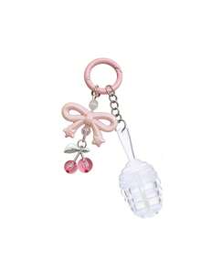 Chaveiro de Frasco de Bálsamo Labial de Mel Fofo, Pingente de Cereja com Laço Rosa, Tubo de Brilho Labial da Moda, Frasco de Brilho Labial Portátil para Viagem, Tubo de Batom, Aplicador de Bálsamo Labial, Recipiente de Brilho Labial Vazio, Charm Decorativo Doce para Bolsa, Recipiente de Beleza, Presente de Noiva, Presente de Festa, Adequado para Meninas da Beleza, Estudantes Adolescentes, Presente para Professores (Apenas Tubo Vazio, Recarga Necessária) - Multicolorido - Visão 13
