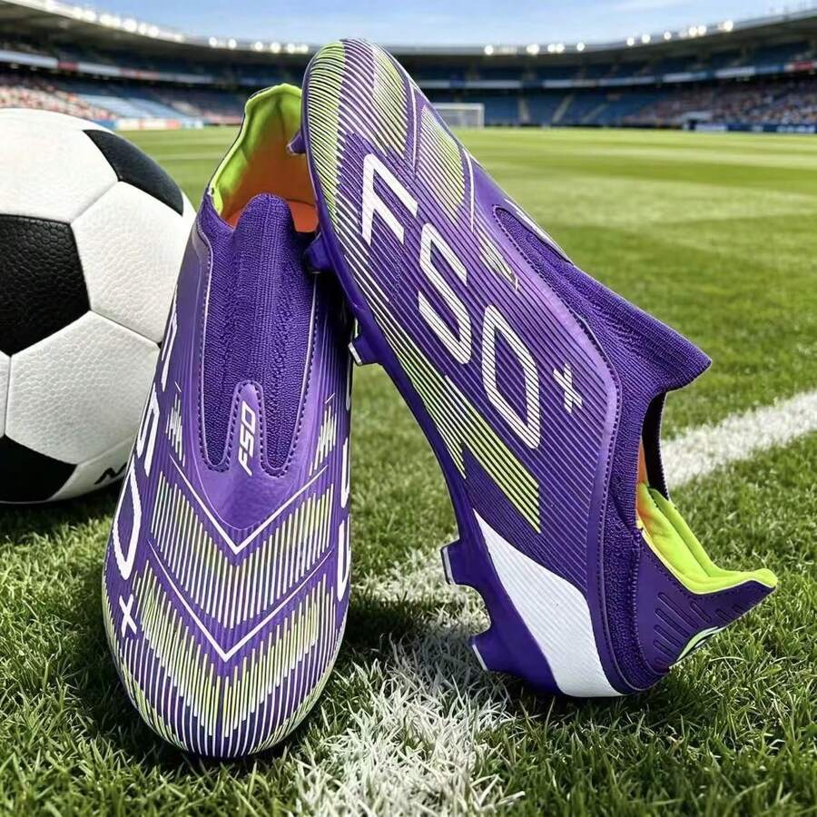 Unisex AG Long Stud Football Boots, Asymmetrical Gradient Upper, Performance & Aesthetics Combined - Mauve Purple - View 1