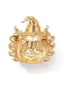 1pc Halloween Wizard Hat Flame Pumpkin Brooch, Rhinestone Enamel Pumpkin Lantern Alloy Lapel Pin, Suitable For Suit, Coat, Bag Decoration, Costume Party And Holiday Gift - Multicolor - View 10