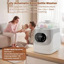 4-In-1 Baby Bottle Washer,Baby Bottle Sterilizer And Dryer, Electric Steam Sterilization,Large Capacity For 6 Glass & Plastic Bottles, Baby Need - US A Type Plug(110-127V) - View 11